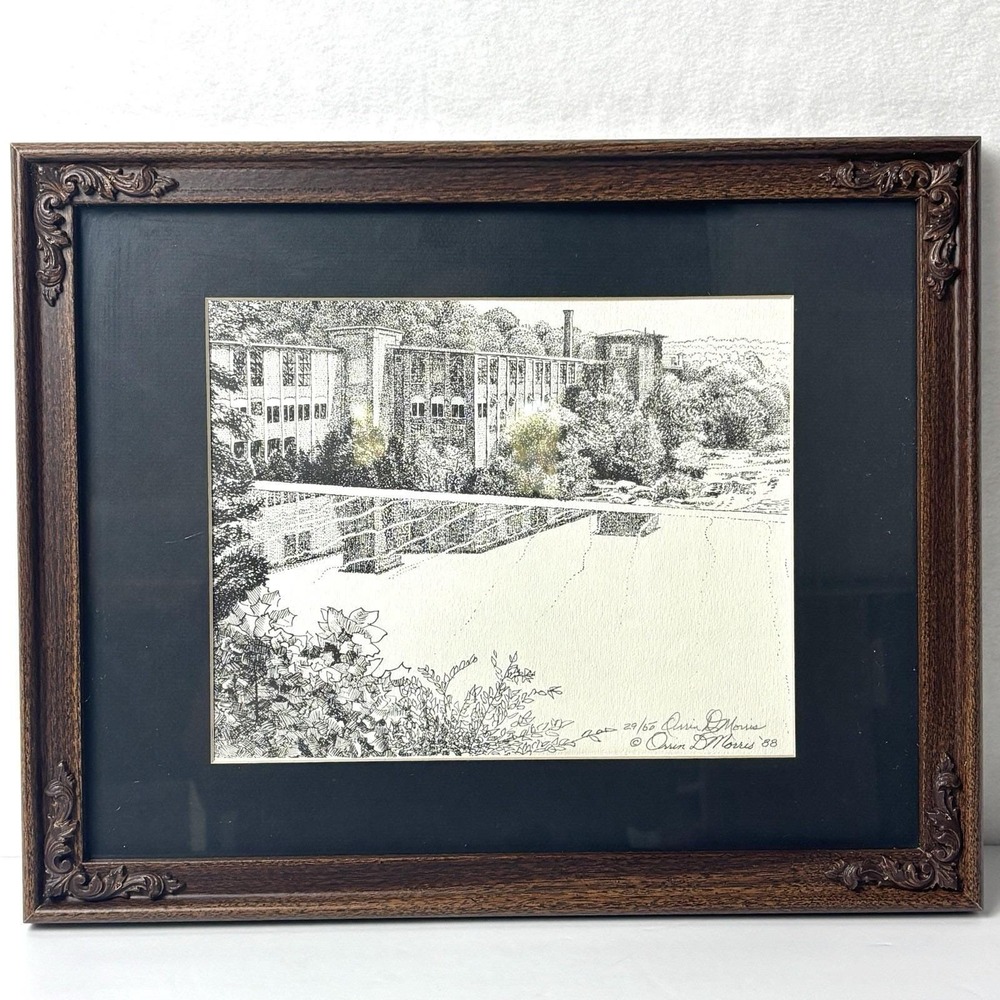 Orrin D Morris Signed Porterdale Mill GA Print 29/50 Framed 1988 15x12